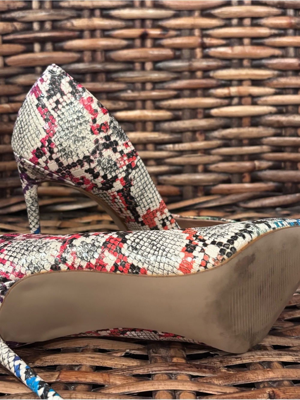 Steven Madden Womens 4 Inch Heels Vala Pump Snake Print Rainbow Colors Size 8.5M - Picture 9 of 12